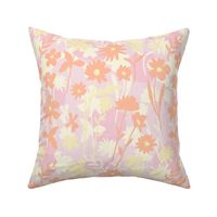 Bold Minimal Floral Field-Pink Orange Yellow Cream-12 x 12 Mid Scale