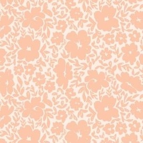 Simple sketchy doodle floral in nude pink and white flowers