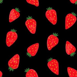 (large) cute strawberries on black