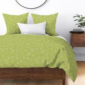 Tropical Floral Line Art - Avocado Green