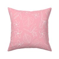 Tropical Floral Line Art - Baby Pink