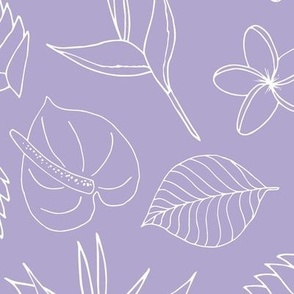 Tropical Floral Line Art - Lavender