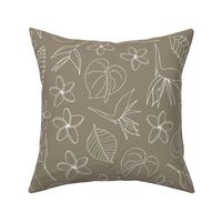 Tropical Floral Line Art - Warm Gray