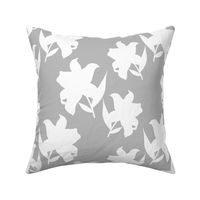 Asiatic Christmas Lily - white silhouettes on silver grey, medium 