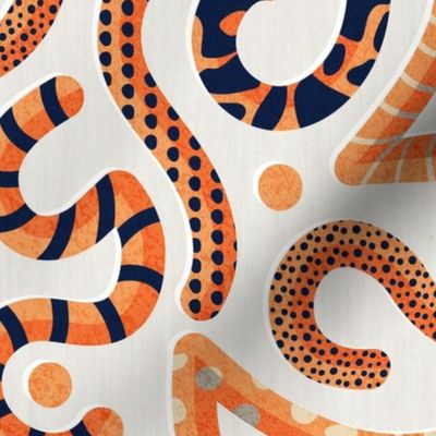 Normal scale // Quirky snakes // beige background monochromatic orange reptiles