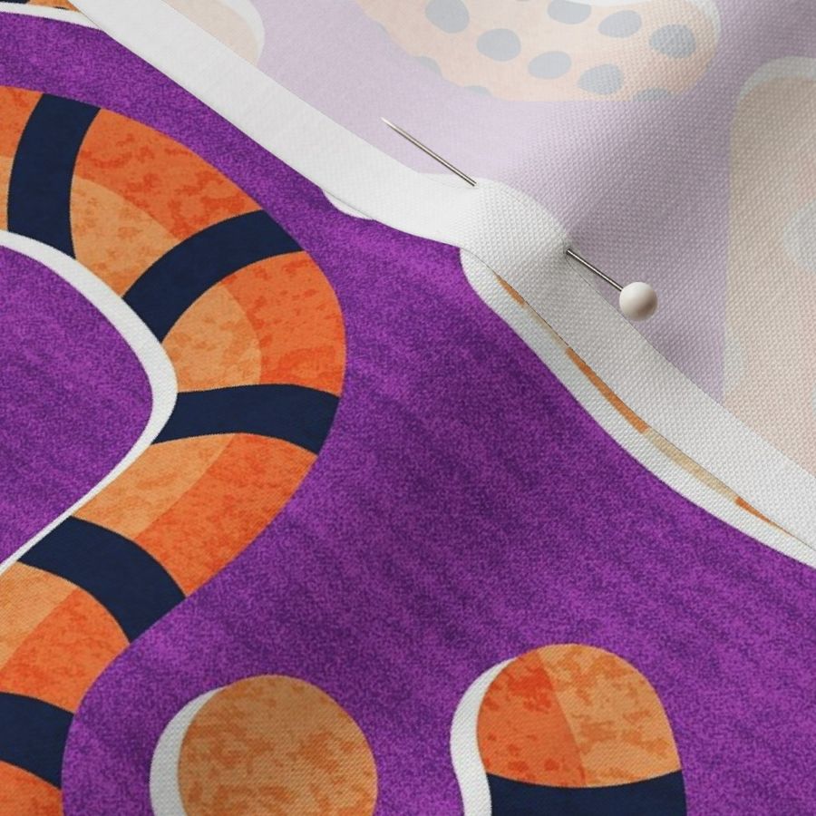 Normal scale // Quirky snakes // violet background monochromatic orange reptiles