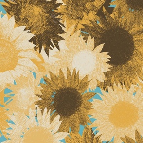  sunflowers  in a retro 70s color palette
