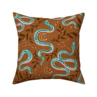 Celestial Snakes - brown & turquoise