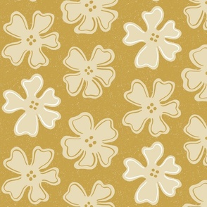 light yellow button flowers on gold | large