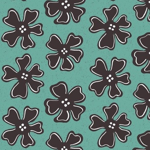 brown button flowers on turquoise | large