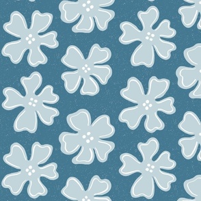 light  blue button flowers on teal blue | large