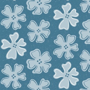 button flowers on teal blue | large