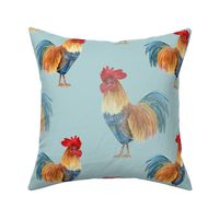 Teal and red rooster 