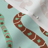 Hissterical Snakes, 24 inch, X-Large Scale, Light Mint Green Background, Rust, Mint Green, Coral, Cream