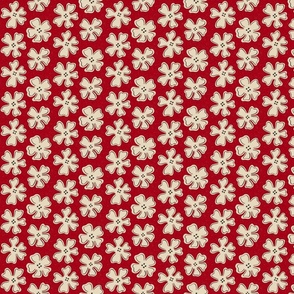 scattered flowers on ruby red | small