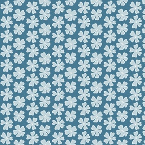 scattered flowers on teal blue | small