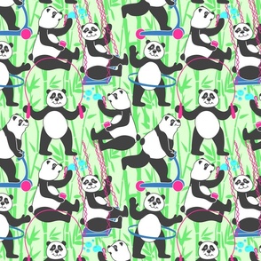 Panda Bears Aqua Fabric, Wallpaper and Home Decor | Spoonflower