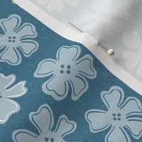 light blue flowers on teal blue | small