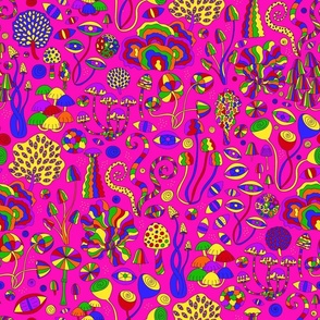 Psychedelic Mushrooms Rainbow Pink
