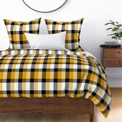 Stretched Asymmetric Checkerboard in Black White and Mustard Yellow