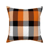Stretched Asymmetric Checkerboard in Black White and Orange