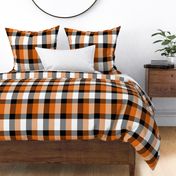 Stretched Asymmetric Checkerboard in Black White and Orange