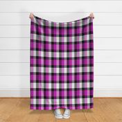 Stretched Asymmetric Checkerboard in Black White and Redviolet Purple