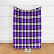 Stretched Asymmetric Checkerboard in Black White and Purple