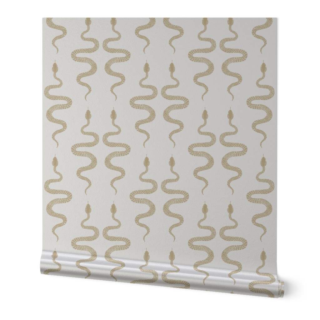 Hand-drawn Snakes in Gold & Cream