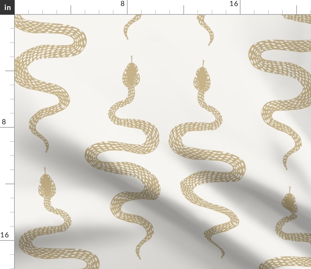 Hand-drawn Snakes in Gold & Cream