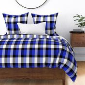 Stretched Asymmetric Checkerboard in Black White and Royal Blue