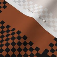  Stretched Asymmetric Checkerboard in Black White and Brown
