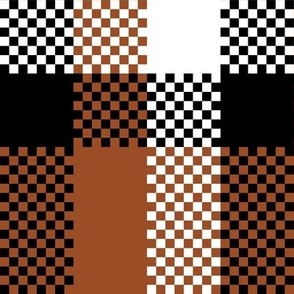  Stretched Asymmetric Checkerboard in Black White and Brown