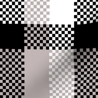 Stretched Asymmetric Checkerboard in Black White and Gray