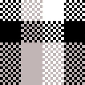 Stretched Asymmetric Checkerboard in Black White and Gray