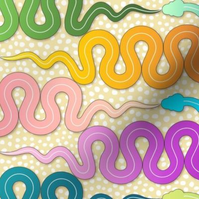 Snakes Multicolour Rainbow Horizontal 