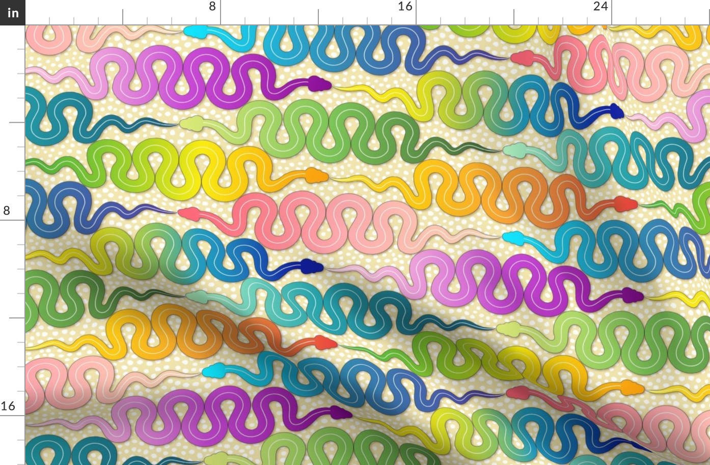 Snakes Multicolour Rainbow Horizontal 