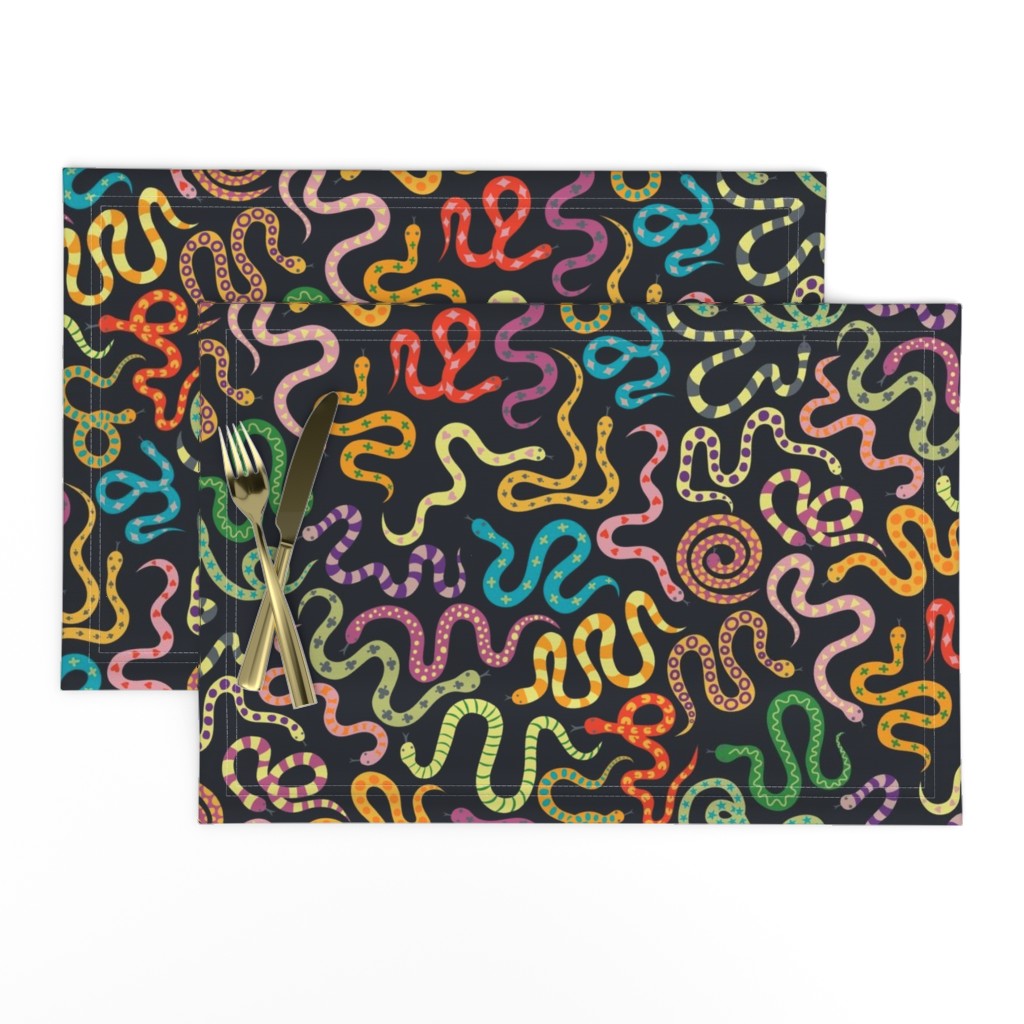 Snazzy Snakes - brights on black - large scale