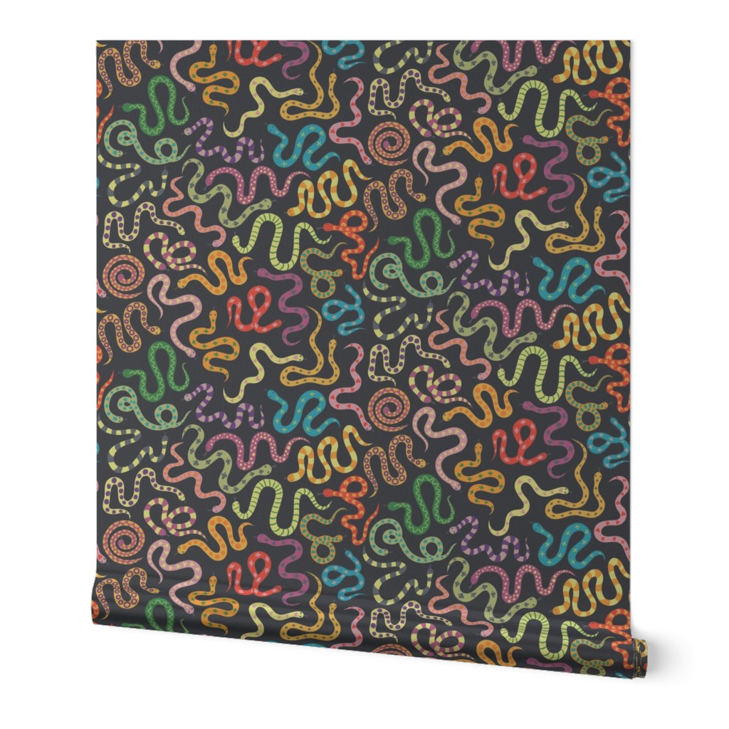 Snazzy Snakes - brights on black - large scale