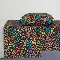 Snazzy Snakes - brights on black - large scale