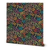 Snazzy Snakes - brights on black - large scale