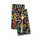 Snazzy Snakes - brights on black - large scale