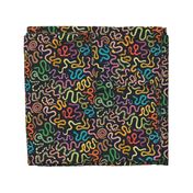 Snazzy Snakes - brights on black - large scale
