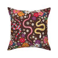 Slithering Serpents in Seventies Style Chintz 