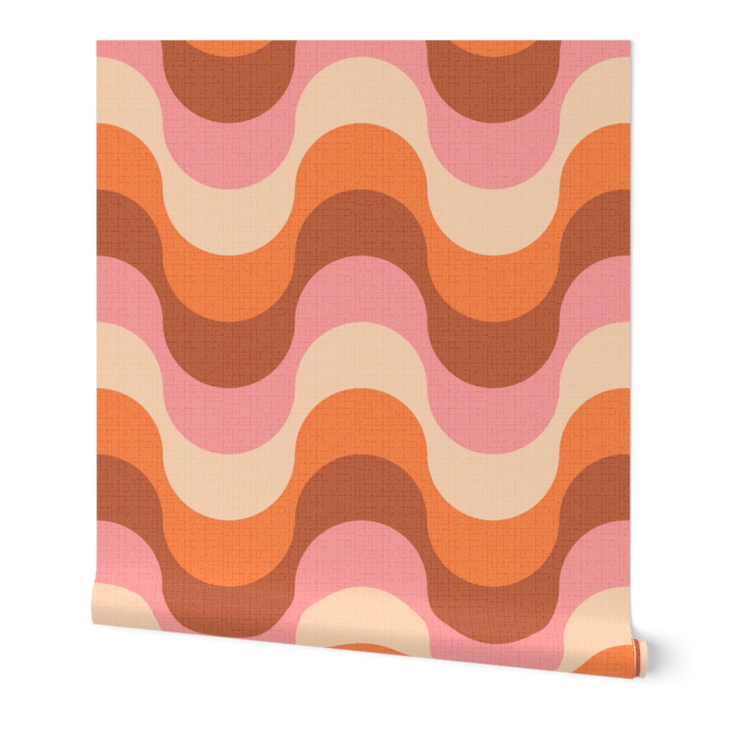 disco wave vintage retro swirl XL scale orange by Pippa Shaw