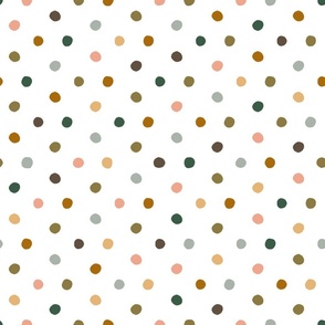 Earthy boho dots - white/multi 