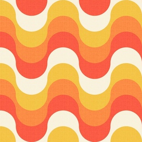 disco heatwave vintage retro swirl large scale tangerine by Pippa Shaw