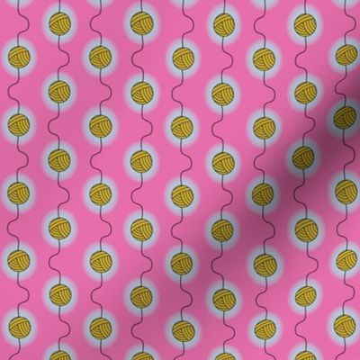 Knitting Theme - Ball of Yellow Yarn on Pink - Craft Pattern