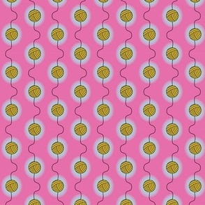 Knitting Theme - Ball of Yellow Yarn on Pink - Craft Pattern