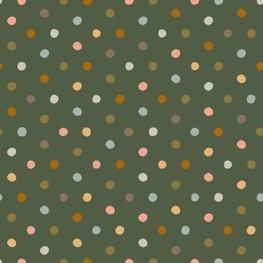 Earthy Boho dots- olive green/multi